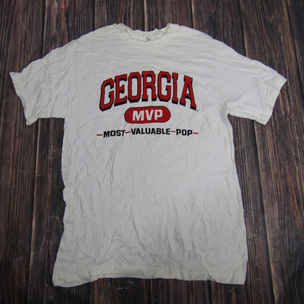 Vintage Georgia‎ Shirt Mens Large White MVP Most Valuable Pop Single Stitch 90s
